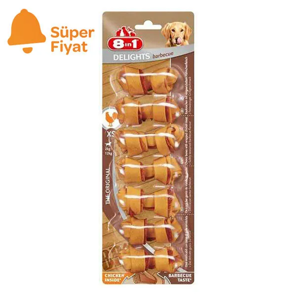 8 in 1 Delights Barbekü Köpek Ödül Kemiği XS - 1