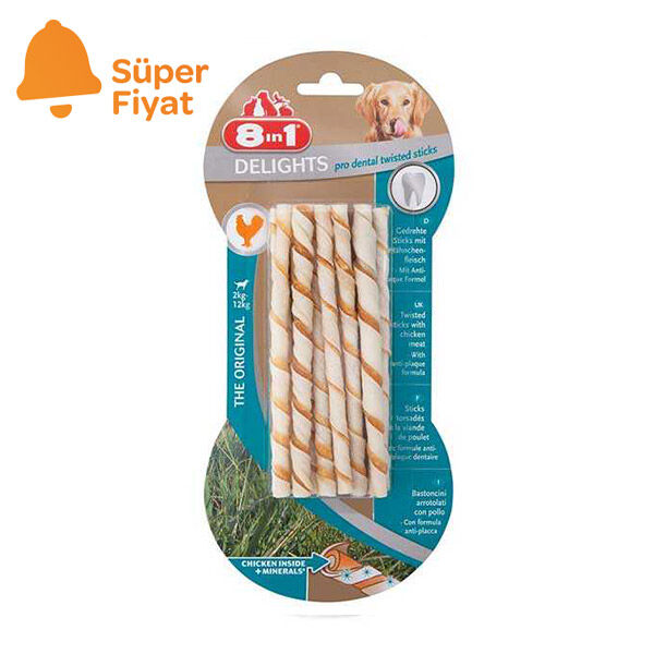 8 in 1 Delights Bones Köpekler İçin Ağız Bakım Çubuğu 10 lu 55 GR - 1