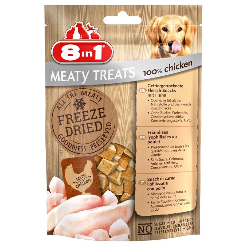 8 in 1 Freeze Dried Tahılsız Tavuklu Kurutulmuş Köpek Ödülü 50 Gr - 1