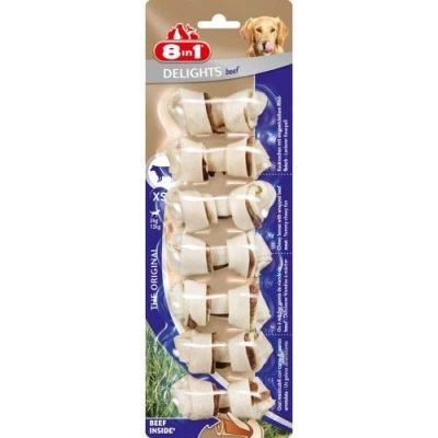 8in1 Delights Biftekli Ağız Bakım Köpek Ödül Kemiği 84 g (7'li Paket) - 1