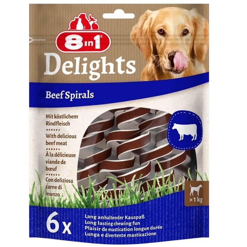 8in1 Delights Beef Spirals Biftekli Burgu Köpek Ödülü 6'lı 60 Gr - 1