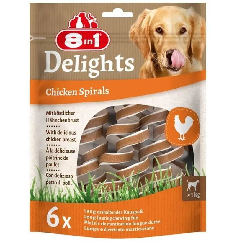 8in1 Delights Chicken Spirals Tavuklu Burgu Köpek Ödülü 6'lı 60 Gr - 1