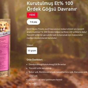 8in1 Freeze Dried Ördekli Doğal Köpek Ödül Maması 50 Gr - 3