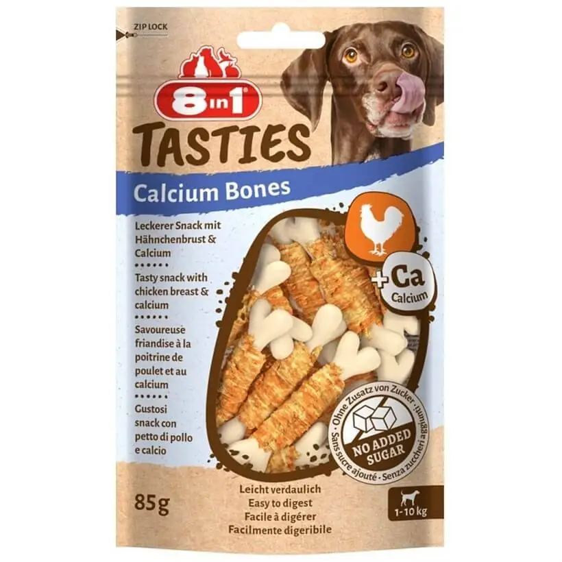 8in1 Tasties Calcium Bones Tavuk Sargılı Köpek Ödülü 85 Gr - 1