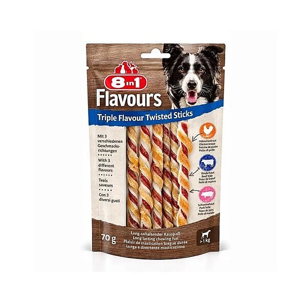 8in1 Triple Flavour Sticks Üçlü Lezzet Ödül Çubuğu 70 g