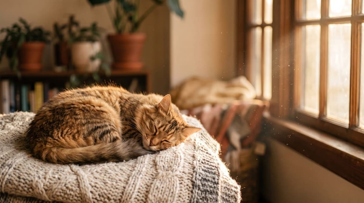 hilal pozisyonunda uyuyan kedi