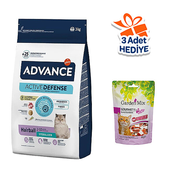 Advance Hindili Hairball Tüy Yumağı Önleyici Kısırlaştırılmış Kedi Maması 3 kg