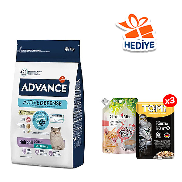 Advance Hindili Hairball Tüy Yumağı Önleyici Kısırlaştırılmış Kedi Maması 3 kg - 1