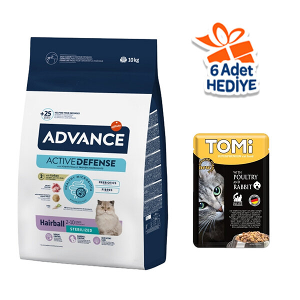 Advance Hindili Tüy Yumağı Önleyici Kısırlaştırılmış Kedi Maması 10 kg - 1