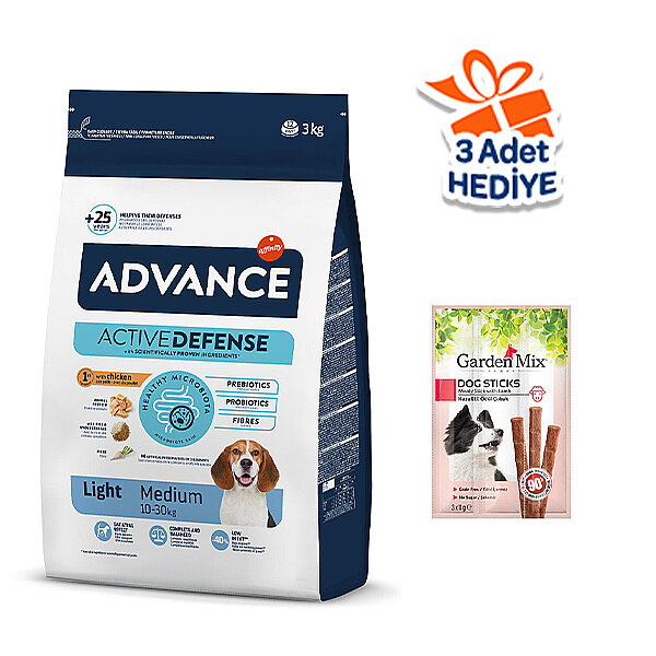 Advance Light Tavuklu ve Pirinçli Orta Irk Yetişkin Köpek Maması 3 kg