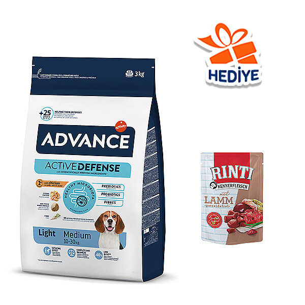 Advance Light Tavuklu ve Pirinçli Orta Irk Yetişkin Köpek Maması 3 kg