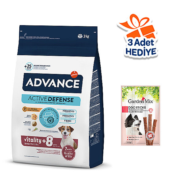 Advance Mini Senior Tavuklu ve Pirinçli Yaşlı Köpek Maması 3 kg - 1