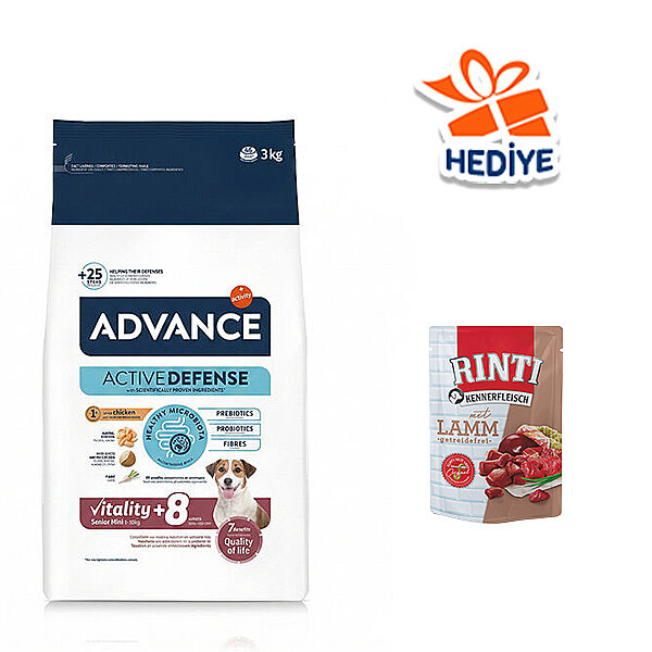 Advance Mini Senior Tavuklu ve Pirinçli Yaşlı Köpek Maması 3 kg