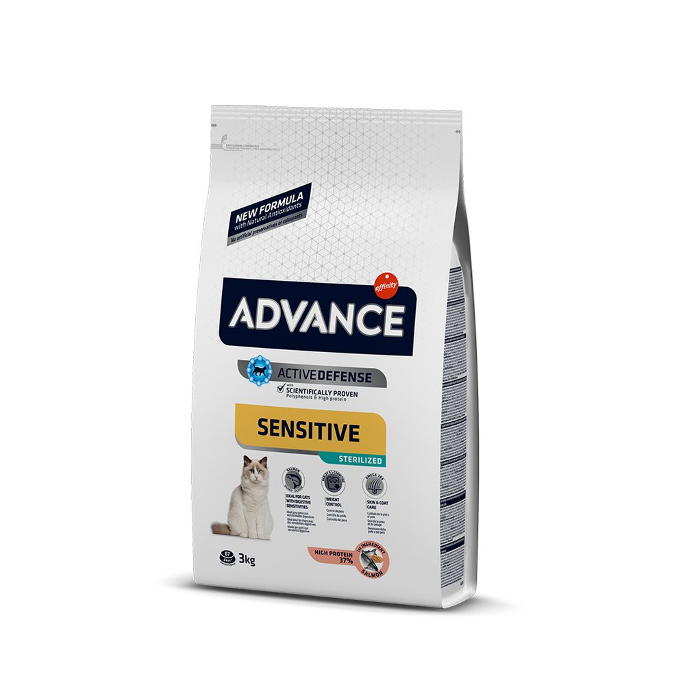 Advance Sensitive Somonlu Kısırlaştırılmış Kedi Maması 3 kg - 1