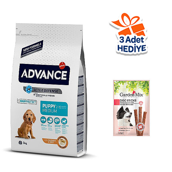 Advance Tavuklu ve Pirinçli Orta Irk Yavru Köpek Maması 3 kg