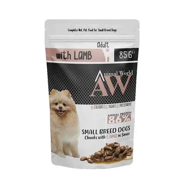 Animal World Kuzu Etli Küçük Irk Yetişkin Köpek Yaş Maması 85 Gr - 1