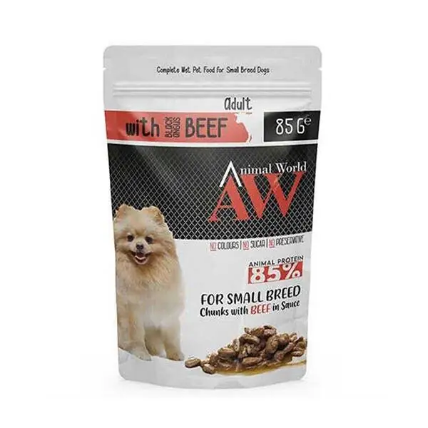 Animal World Sığır Etli Küçük Irk Yetişkin Köpek Yaş Maması 85 Gr - 1