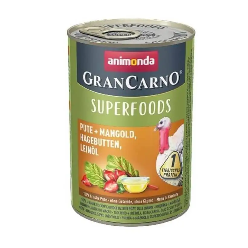 Animonda GranCarno Superfoods Hindi Pazı Kuşburnu Köpek Konservesi 400 Gr - 1