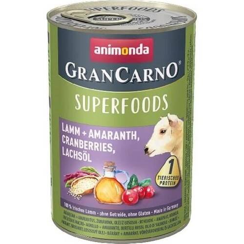 Animonda GranCarno Superfoods Kuzu Amarant Kızılcık Köpek Yaş Maması 400 gr - 1