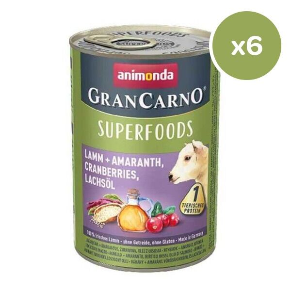 Animonda Gran Carno Superfoods Kuzu Amarant Kızılcık Köpek Yaş Maması 400 Gr 5+1 - 1