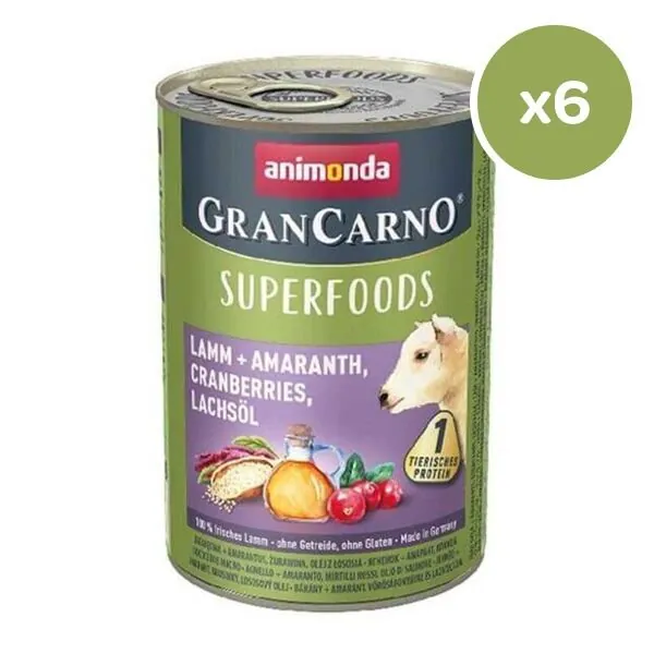 Animonda Gran Carno Superfoods Kuzu Amarant Kızılcık Köpek Konservesi 400 Gr 5+1 - 1