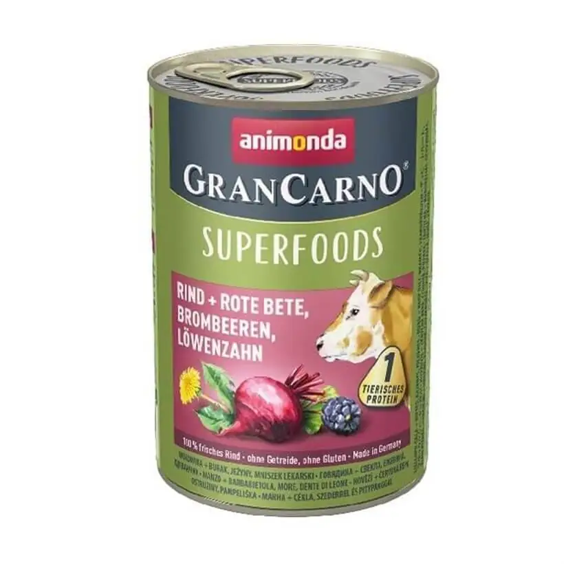 Animonda GranCarno Superfoods Sığır Etli Pancarlı Böğürtlenli Köpek Konservesi 400 Gr - 1