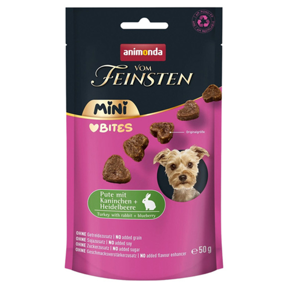 Animonda Vom Feinsten Hindi, Tavşan ve Yaban Mersinli Mini Irk Yetişkin Köpek Ödül Maması 50 g - 1