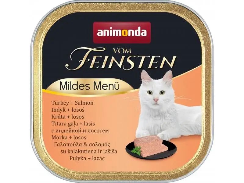 Animonda Vom Feinsten Hindi Etli ve Somonlu Kısırlaştırılmış Kedi Konservesi 100 Gr - 1