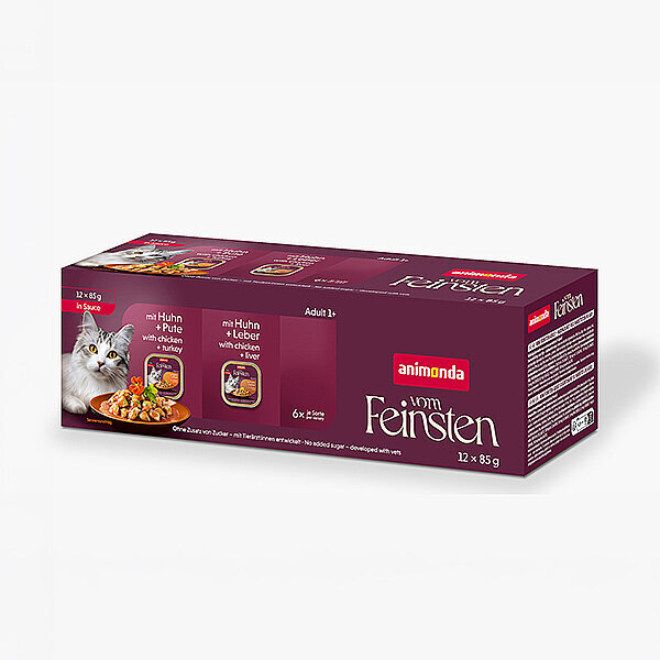 Animonda Vom Feinsten Soslu Tavuklu-Ciğerli-Hindili Yetişkin Kedi Konservesi Multipack 12x85 g