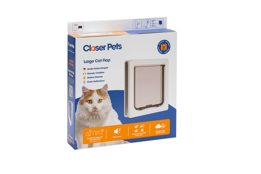 Beeztees CatMate Kedi Kapısı, Büyük, Çift Yönlü, 4 fonksiyonlu, Beyaz, 23,5x25,2cm - 3