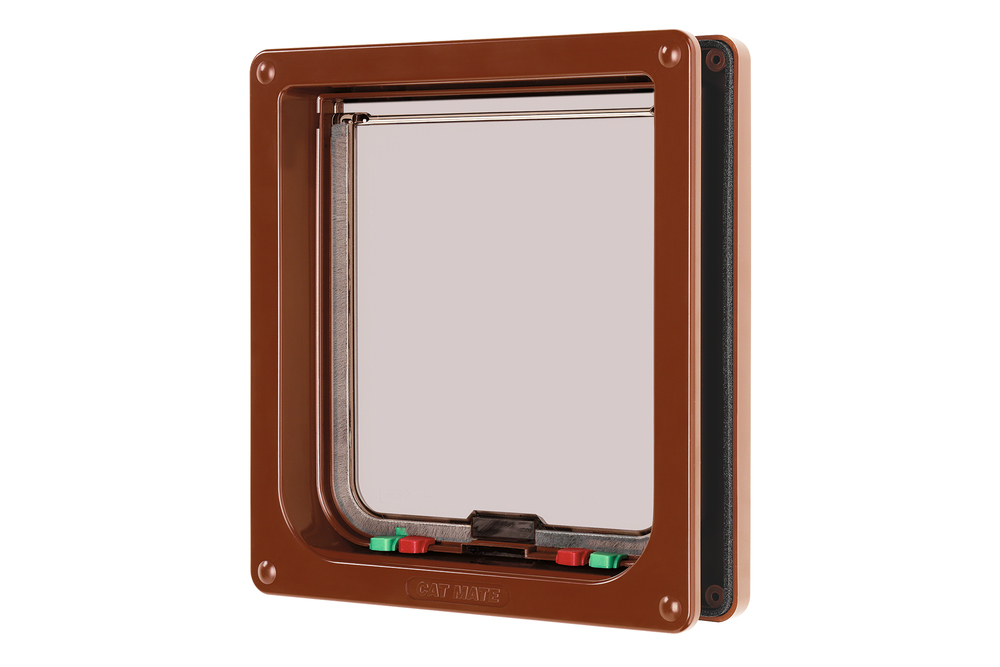 Beeztees CatMate Kedi Kapısı, Büyük, Çift Yönlü, 4 fonksiyonlu, Kahverengi, 23,5x25,2cm - 1