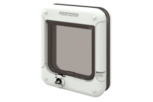 Beeztees CatMate Kedi Kapısı, Cam Kapı İçin Uygun, Çift Yönlü, 4 fonksiyonlu, Kilitli, Beyaz, 24,6x1