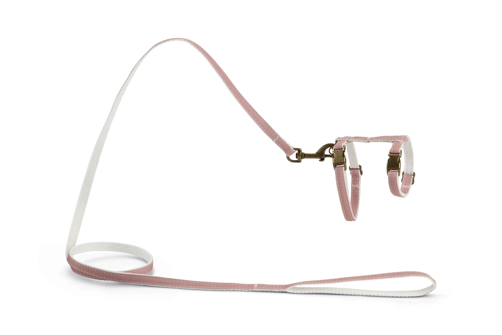 Beeztees DBL Kedi Göğüs Tasması ve Gezdirme Kayışı, 130cm, Pudra Pembe, 27-45cm - 1