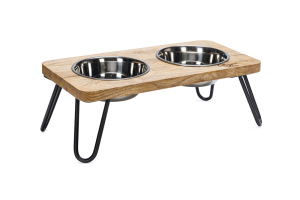 Beeztees DBL Kedi İkili Mama ve Su Kabı, Paslanmaz Çelik, Beyaz, 31x16x10cm, 2x350ml - 1