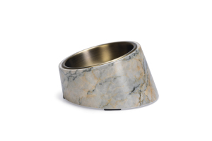 Beeztees DBL Kedi Mama Su Kabı, Paslanmaz Çelik, Bej Mermer Görünümlü, 14,5x3,3x7,6cm, 160ml