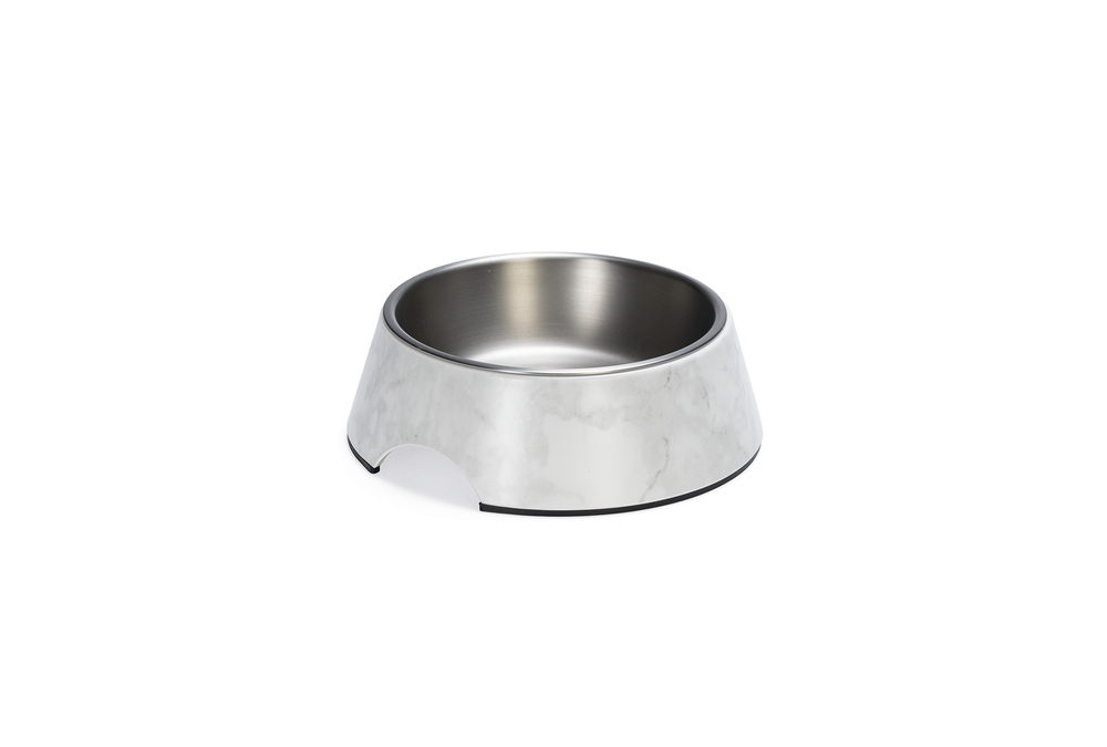 Beeztees DBL Köpek Mama Su Kabı, Mat Paslanmaz Çelik, Beyaz Mermer Görünümlü, 17,5cm, 350ml - 4