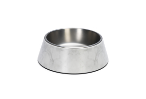 Beeztees DBL Köpek Mama Su Kabı, Mat Paslanmaz Çelik, Beyaz Mermer Görünümlü, 22cm, 700ml