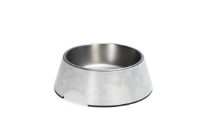 Beeztees DBL Köpek Mama Su Kabı, Mat Paslanmaz Çelik, Beyaz Mermer Görünümlü, 22cm, 700ml - 3