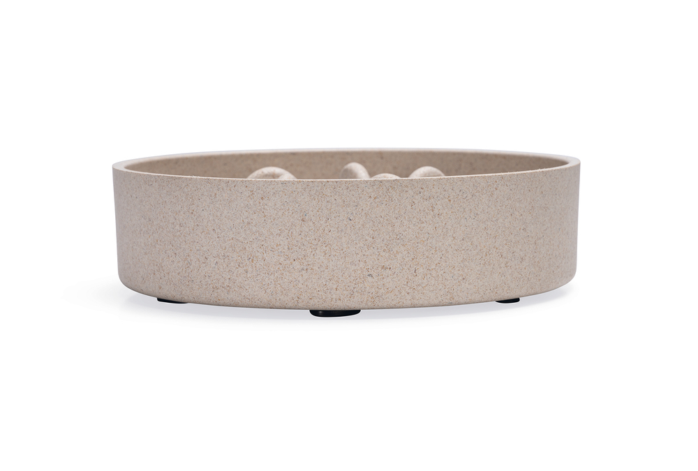 Beeztees DBL Köpek Yavaş Besleme Mama Kabı, Bambu, Bej, 17cm, 800ml - 4