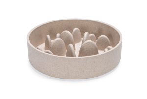 Beeztees DBL Köpek Yavaş Besleme Mama Kabı, Bambu, Bej, 17cm, 800ml - 1