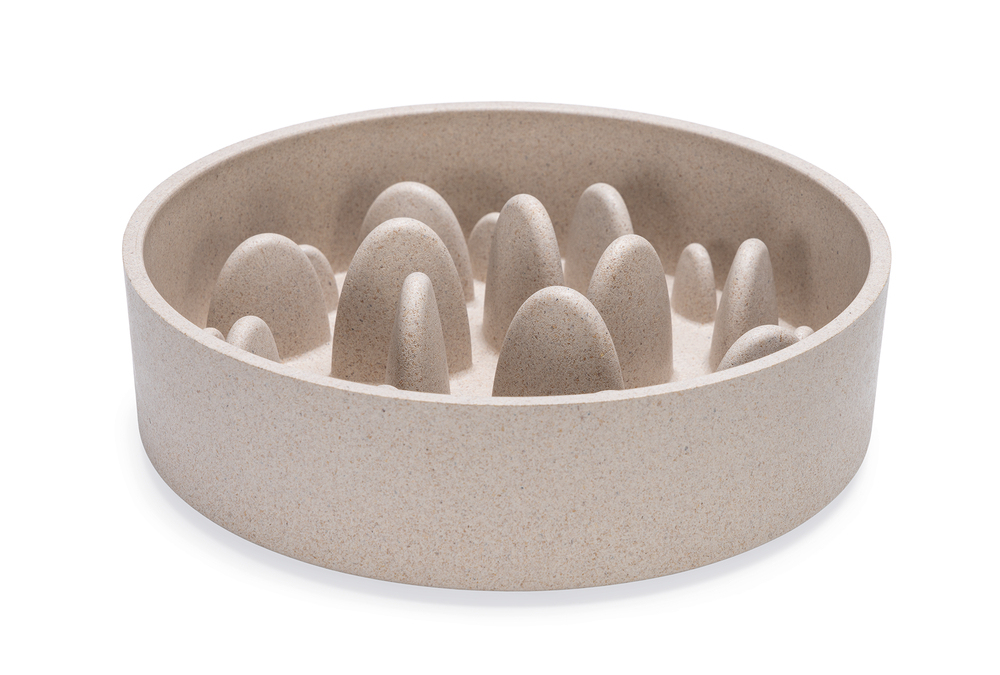 Beeztees DBL Köpek Yavaş Besleme Mama Kabı, Bambu, Bej, 21cm, 1430ml - 1
