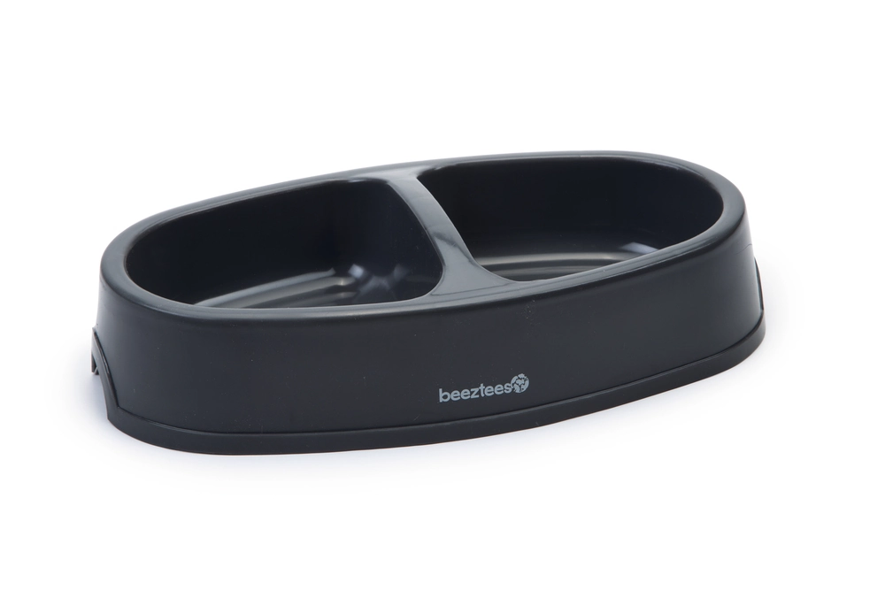 Beeztees İkili Mama ve Su Kabı, Plastik, Antrasit, 27x16,5x6cm, 2x400ml - 1