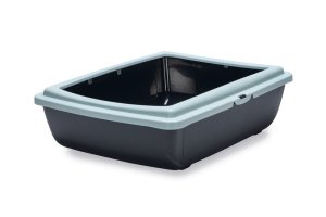 Beeztees Kalın Kenarlı Açık Kedi Tuvaleti, Açık Mavi Antrasit, 48x38x14cm