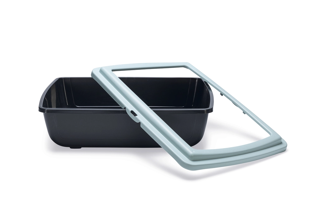 Beeztees Kalın Kenarlı Açık Kedi Tuvaleti, Açık Mavi Antrasit, 48x38x14cm - 3