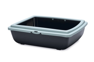 Beeztees Kalın Kenarlı Açık Kedi Tuvaleti, Açık Mavi Antrasit, 48x38x14cm - 5