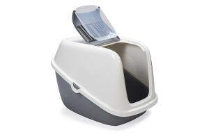 Beeztees Kapalı Büyük Kedi Tuvaleti, Koku Filtreli, Gri Beyaz, 75,5x56x55,5cm - 2