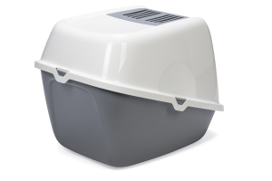 Beeztees Kapalı Büyük Kedi Tuvaleti, Koku Filtreli, Gri Beyaz, 75,5x56x55,5cm - 4