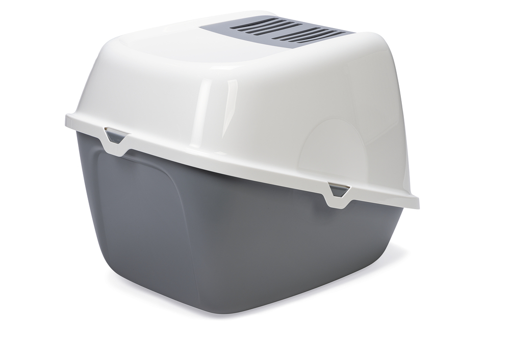 Beeztees Kapalı Büyük Kedi Tuvaleti, Koku Filtreli, Gri Beyaz, 75,5x56x55,5cm - 4