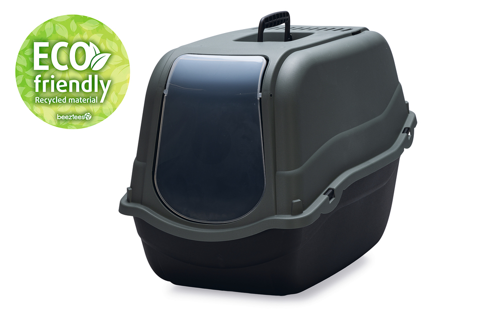 Beeztees Kapalı Kedi Tuvaleti, Koku Filtreli, Antrasit Koyu Mavi, 57x39x41cm - 2