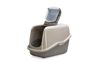 Beeztees Kapalı Kedi Tuvaleti, Koku Filtreli, Bej Gri, 56x39x39cm - 2